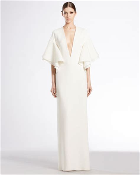 gucci white ruffle gown
